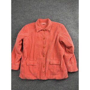 Mod-O-Doc Jacket Womens 2 Coral Pink Corduroy Button Front Pockets Casual Cozy